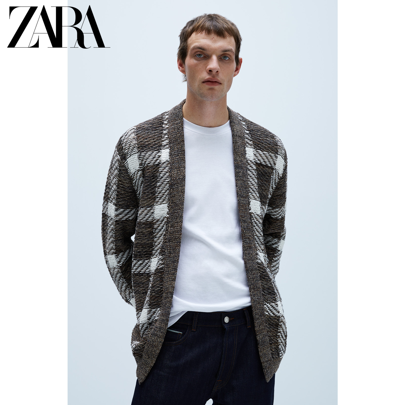 ZARA 新款 男装 撞色子提花针织开衫毛衣 03597404700,降价幅度44.6%
