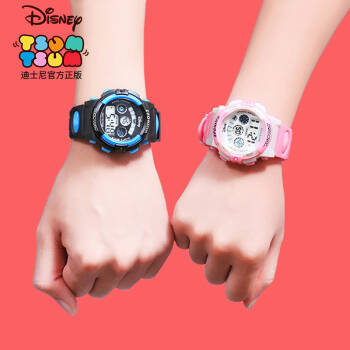 迪士尼（Disney）儿童手表女孩防水夜光电子表学生多功能运动手表女童闹钟腕表 305粉色