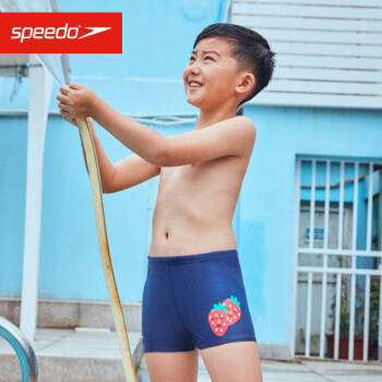 Speedo/速比涛游乐果系列 青少年泳裤 可爱印花 抗氯速干 833162F244海蓝草莓7-8,降价幅度39.9%