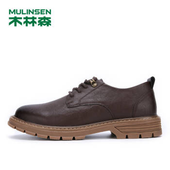 木林森（MULINSEN）男鞋户外休闲鞋男皮鞋懒人低帮套脚驾车鞋子 棕色 43码 SL97301-1,降价幅度12.6%