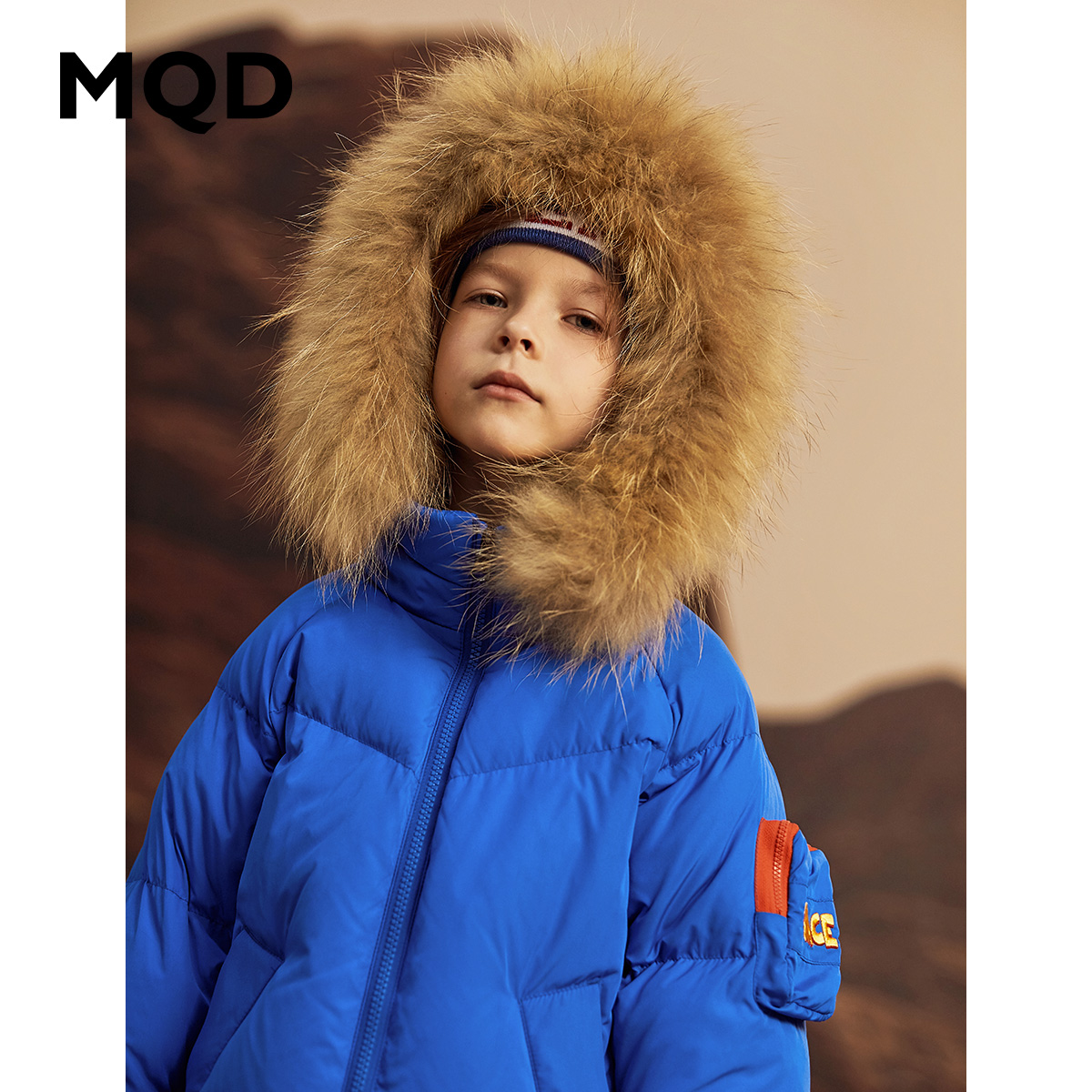 MQD童装男童长款大毛领羽绒服2019冬装新款中大童加厚保暖外套潮