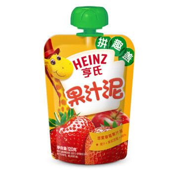 亨氏 (Heinz)4段 婴幼儿辅食 宝宝零食 苹果草莓 乐维滋婴儿辅食水果泥120g