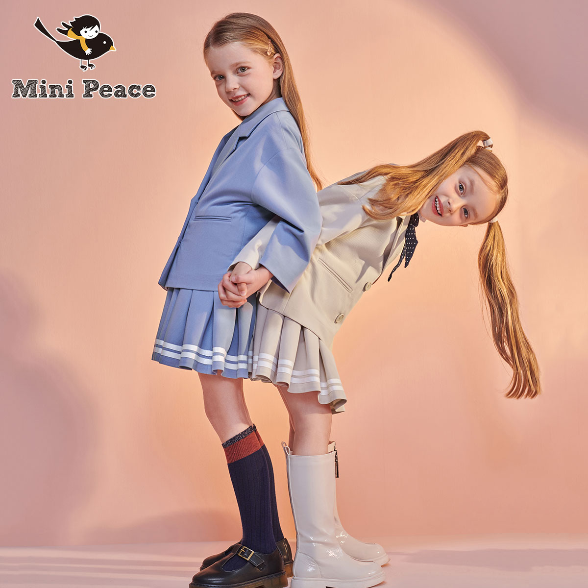 minipeace太平鸟女童春装新款学院风西装裙套装儿童jk