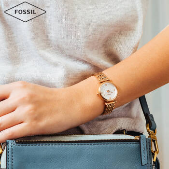 化石（Fossil）手表 杨紫明星同款 欧美时尚简约防水石英女表 女士潮流时装腕表 气质小表盘玫瑰金钢带ES4429