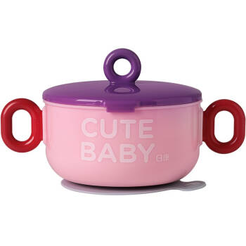 日康（rikang）儿童餐具辅食碗 宝宝餐具保温碗 不锈钢餐具 6个月以上使用 RK-C1006保温碗浅紫色