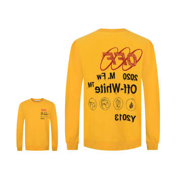 OFF WHITE 19秋冬新品 男士黄色Logo印花图案棉质圆领套头长袖卫衣 OMBA037F19E300166010 L码,降价幅度19.7%