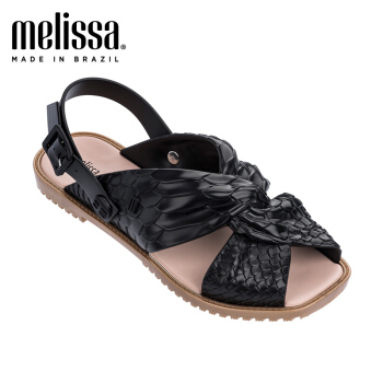 Melissa2019春夏Sauce Sandal   Baja East平底合作款凉鞋女32511 黑色/金色/粉色 7