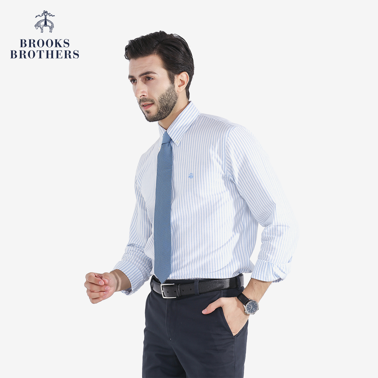 Brooks Brothers/布克兄弟修身版型 男士条纹休闲衬衫 1000056748