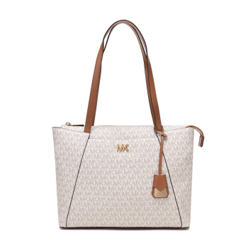 MICHAEL KORS 迈克·科尔斯 MK女包 奢侈品 PVC配皮手提单肩包 中号香草白橡果棕 30H8GN2T2B VANILLA ACRN,降价幅度30%