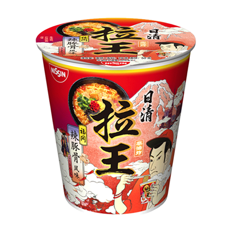 NISSIN/日清拉王福冈辣豚骨方便面79g/杯非油炸泡面