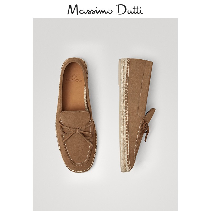 秋冬大促 Massimo Dutti男鞋 结饰驼色绒面皮草编鞋男士时尚单鞋 16900022107,降价幅度45.7%