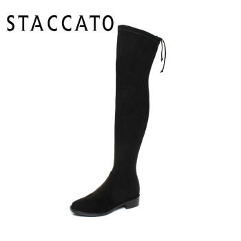 STACCATO/思加图冬专柜同款羊绒高筒过膝女长靴9RA98DC8 黑色 35