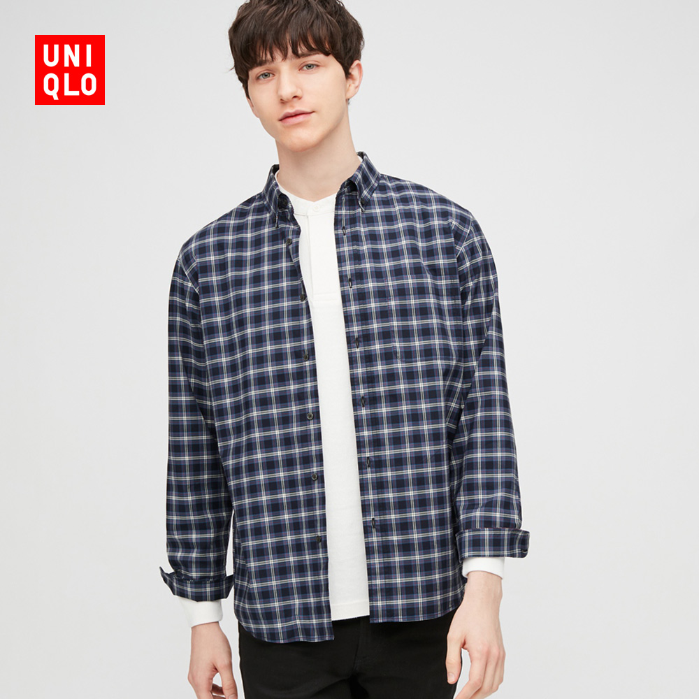 优衣库 男装 优质长绒棉格子衬衫 431472 uniqlo