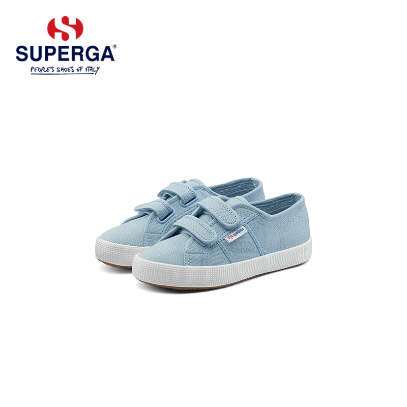 SUPERGA 童鞋 百搭基础平底男女童魔术贴小白鞋帆布鞋 S00CCT0