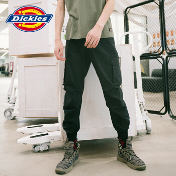 Dickies19FW棉弹多袋慢跑裤 男式字母印花橡筋腰绳印花长裤子DK006907 鸭棕色 32,降价幅度39.5%