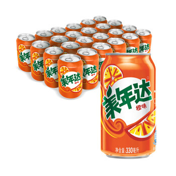 美年达橙味碳酸饮料汽水饮品整箱300ml*12瓶礼盒包装盒百事出品