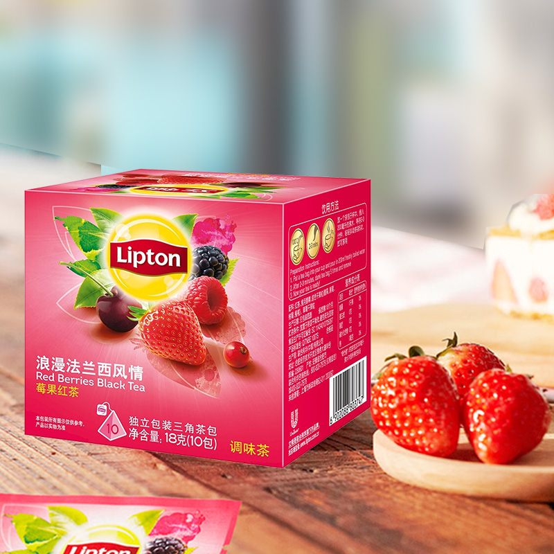 lipton 立顿法兰西莓果红茶10包18g 袋泡茶冲泡红茶果茶