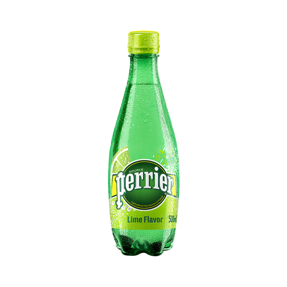 perrier巴黎水气泡水含气天然矿泉水青柠味500ml*24瓶/箱雀巢正品*3