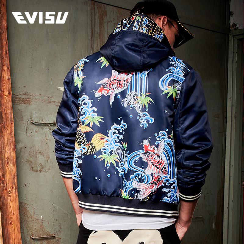 EVISU 19AW 男士锦鲤印花夹克外套 1EAHTM9JK721XX