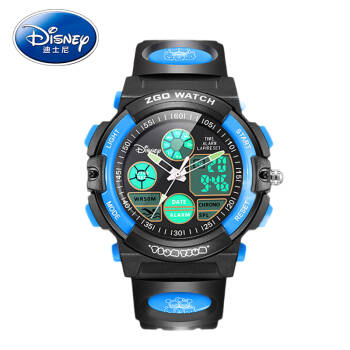 迪士尼（Disney）儿童手表男孩防水夜光电子表学生多功能运动手表男童闹钟腕表 315黑蓝,降价幅度10.1%