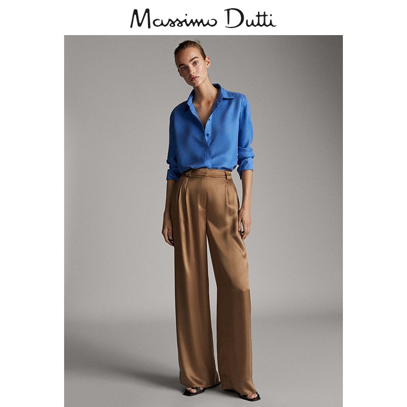 秋冬大促 Massimo Dutti 女装 素色铜氨纤维面料衬衫修身长袖上衣 05171784404