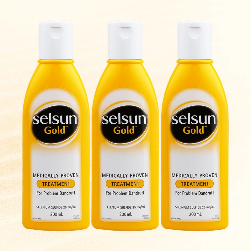 澳洲Selsun有效去屑控油止痒洗发水缓解头屑硫化硒配方黄200ml*3