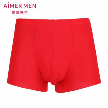 爱慕先生轻暖纯色红品莫代尔中腰平角内裤男NS23C181 红色 180,降价幅度60.4%