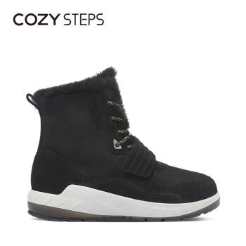COZY STEPS2019冬季羊皮毛一体雪地靴情侣款短靴子女鞋 黑色 41