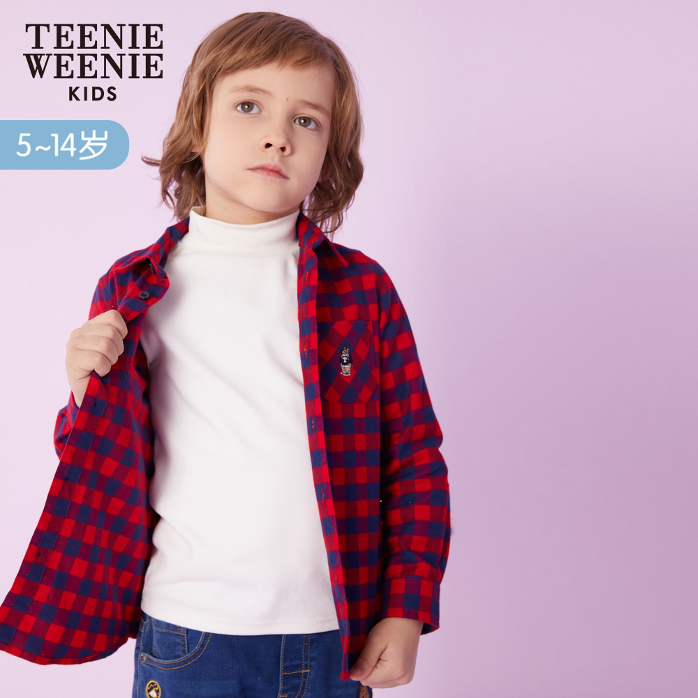 TeenieWeenie Kids小熊童装男童格子衬衫儿童长袖衬衣2020春新品,降价幅度50%