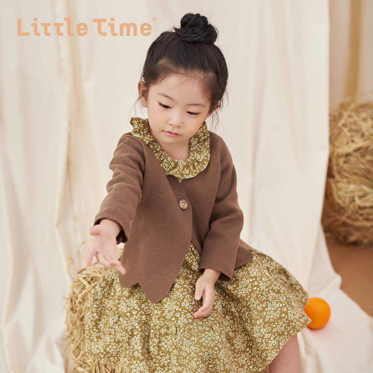 littletime童装2019秋冬新款女童花瓣上衣长袖百搭简约儿童小外套 *2件