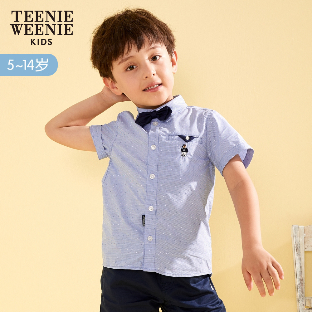 TeenieWeenie Kids小熊2019夏季童装男童短袖衬衫上衣TKYA92501A