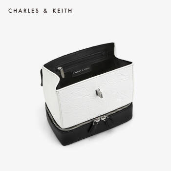 CHARLES＆KEITH女包CK2-50780967金属链条饰手提单肩包女 White白色 S,降价幅度20%