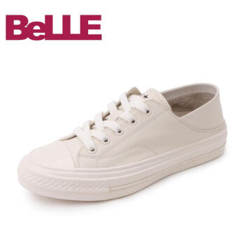 Belle/百丽女鞋小白鞋2019秋新款商场同款牛皮革休闲鞋板鞋U1K1DCM9 米色 39