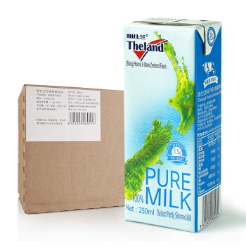 新西兰进口牛奶 纽仕兰 3.5g蛋白质部分脱脂牛奶 250ml*24 整箱装 *2件