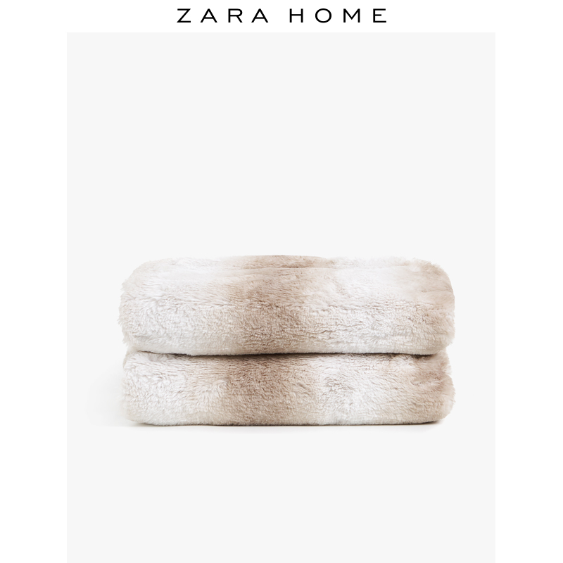 Zara Home 北欧风简约冬季保暖绒毛效果条纹毛毯薄款 44666004737
