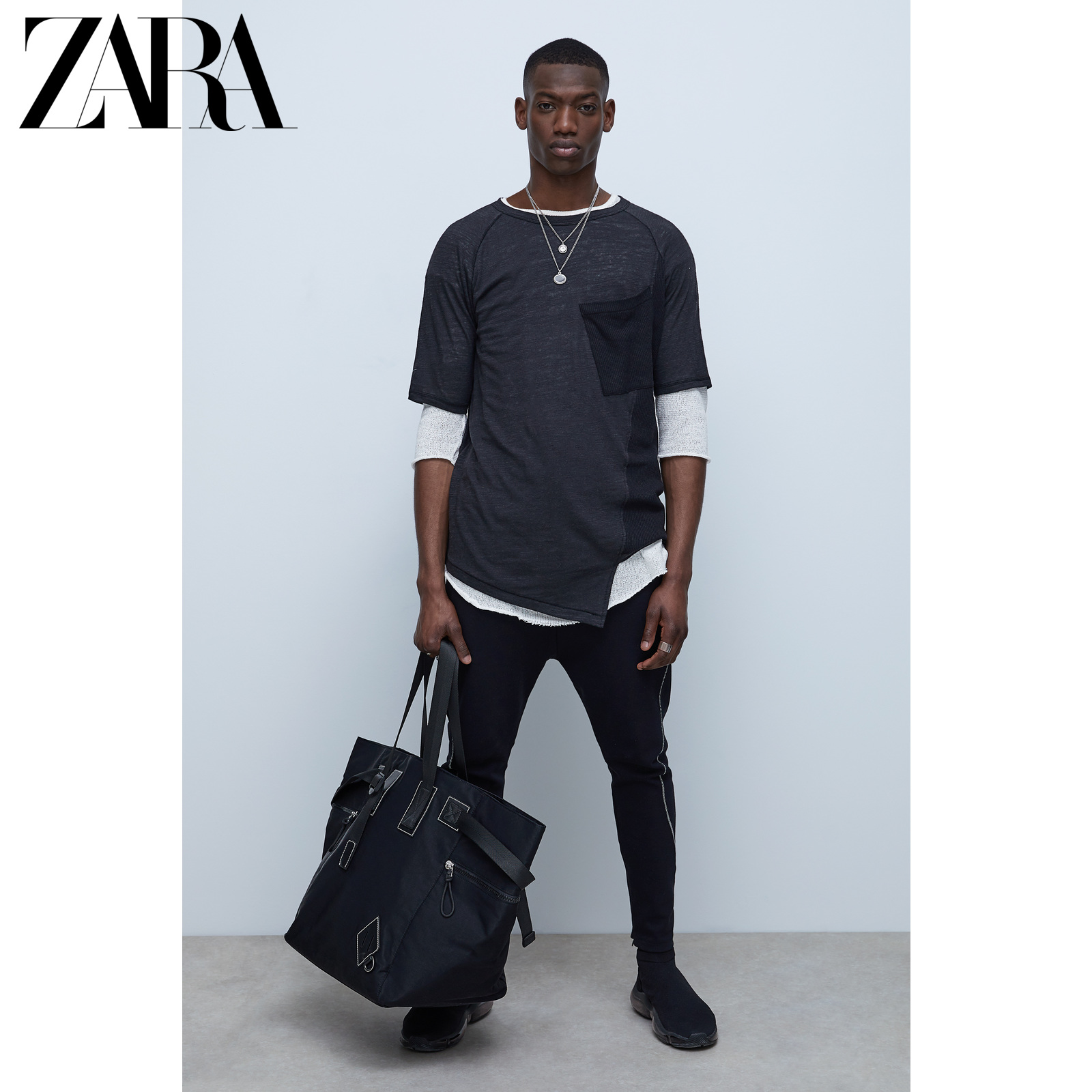 ZARA 男装 拼接口袋短袖 T 恤 05372420800,降价幅度70.4%