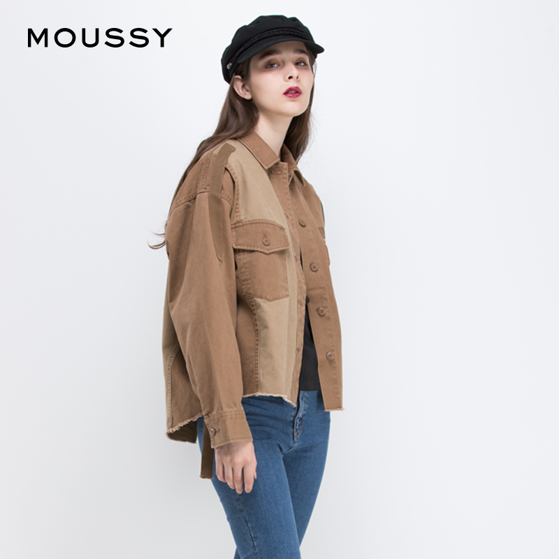 MOUSSY 新款个性拼色宽松衬衫外套010BAH30-6940