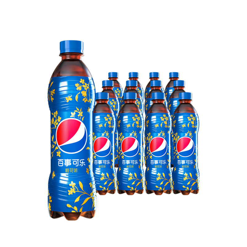 百事可乐太汽系列桂花味碳酸饮料600ml*12瓶pepsi汽水