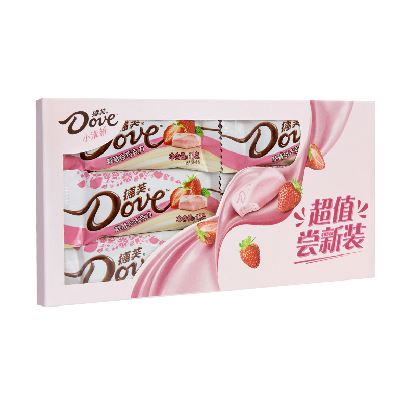 dove/德芙小清新草莓味白巧克力13g*6条超值尝新装零食品5件起购 *2件