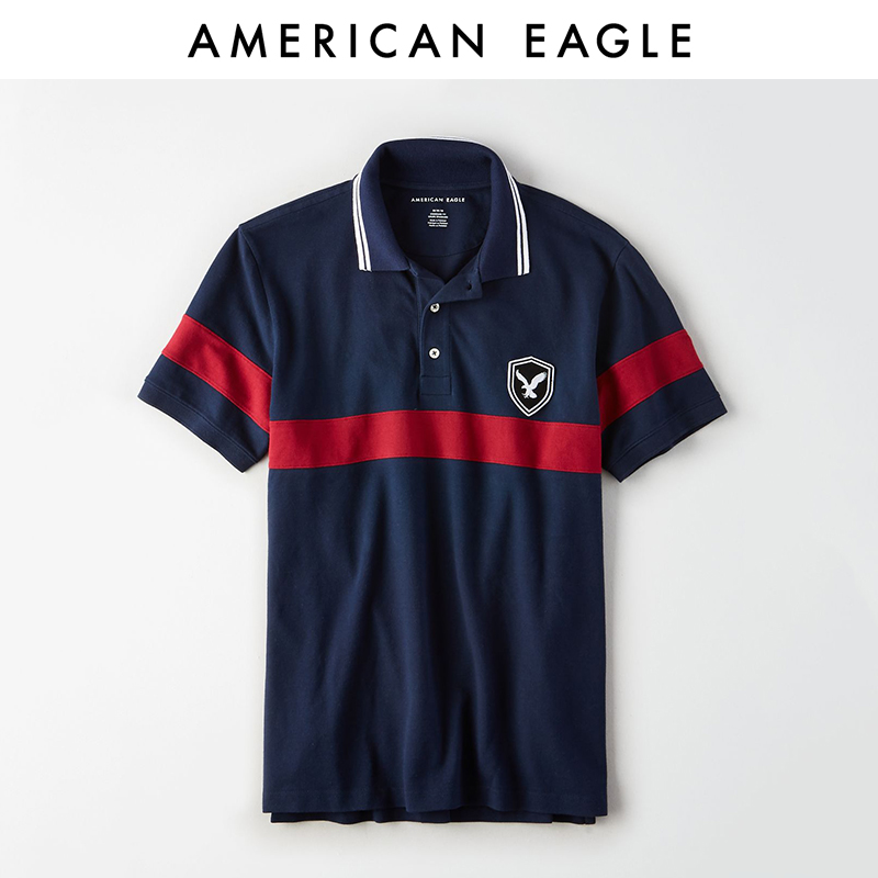 AEO American Eagle19新款男士休闲撞色短袖POLO衫1165_8975,降价幅度21.5%