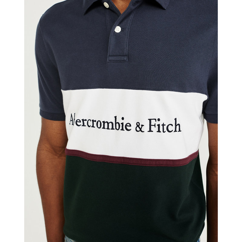 Abercrombie＆Fitch男装 潮流拼色弹力Logo款Polo衫 106597-1 AF