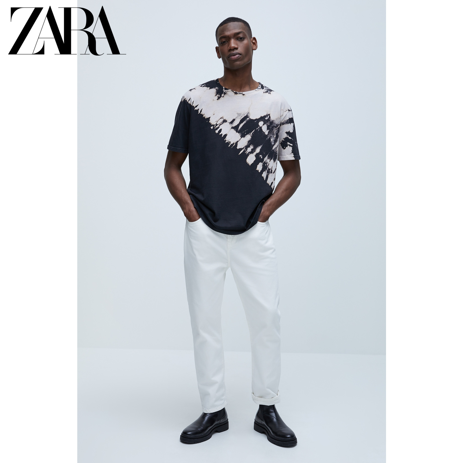 ZARA 男装 扎染印花短袖 T 恤 02344401084