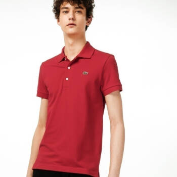 LACOSTE法国鳄鱼男士简约棉质休闲纯色短袖POLO衫|PH7937 240/红色 04/M,降价幅度30%