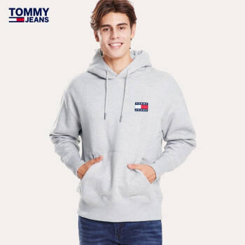 TOMMY JEANS 男士秋季时尚抽绳连帽抓绒卫衣-宽松版 DM0DM07151 灰色P01 M