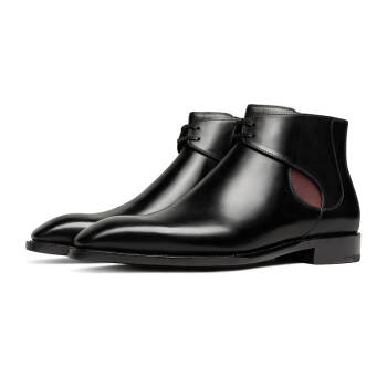 ThomWills切尔西男靴冬季手工固特异真皮男靴英伦高帮复古皮鞋 黑色E581 7/40码,降价幅度22.4%