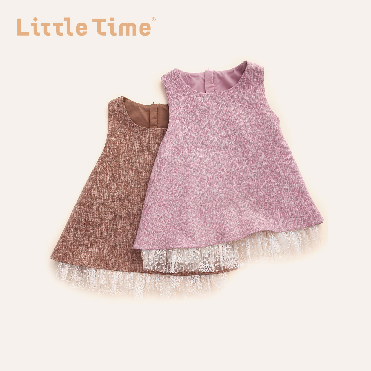 littletime2019秋冬新款简约淑女公主风背心下摆网纱裙儿童连衣裙 *2件