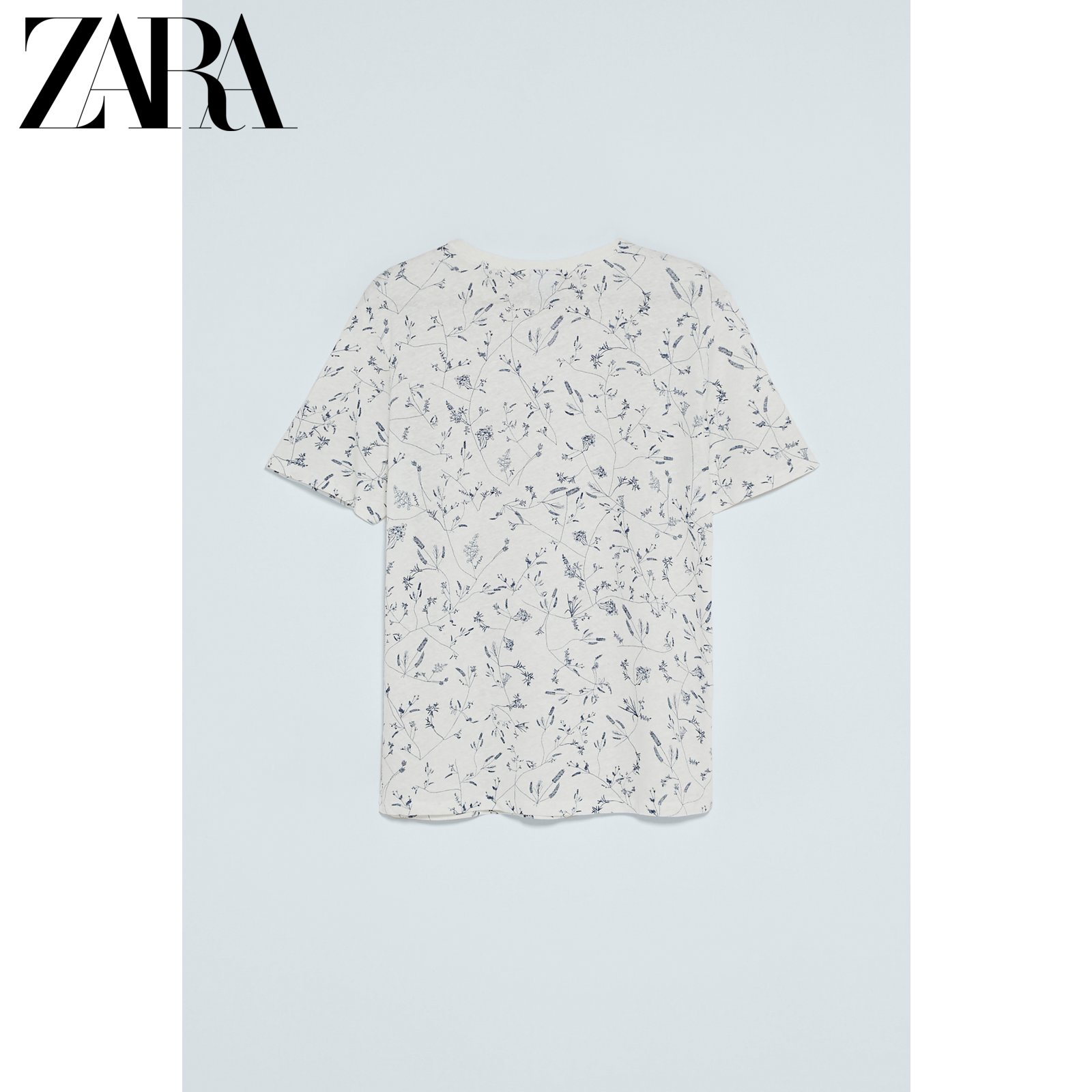 ZARA 男装 棉及亚麻混纺印花短袖 T 恤 00722494712,降价幅度50.3%