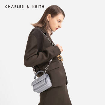 CHARLES&KEITH女包CK2-50270344翻盖链条女士手提单肩包 Grey灰色 S