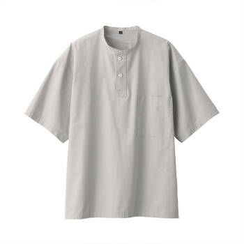 无印良品 MUJI 男式 新疆棉立领 套头短袖衬衫 灰色 L-XL,降价幅度30.2%