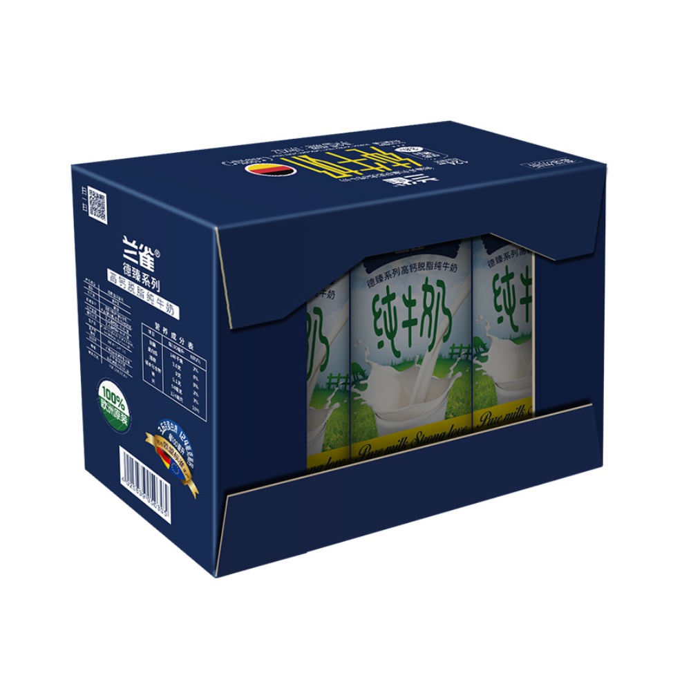 德国原装兰雀德臻系列脱脂纯牛奶 1l*6盒3.6g原生优蛋白 *2件